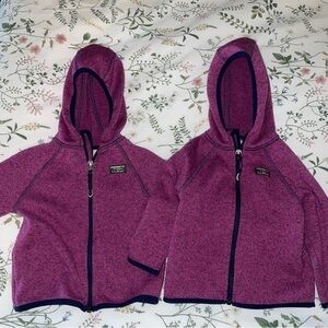 2 L.L. Bean Kids Purple Hooded Jackets